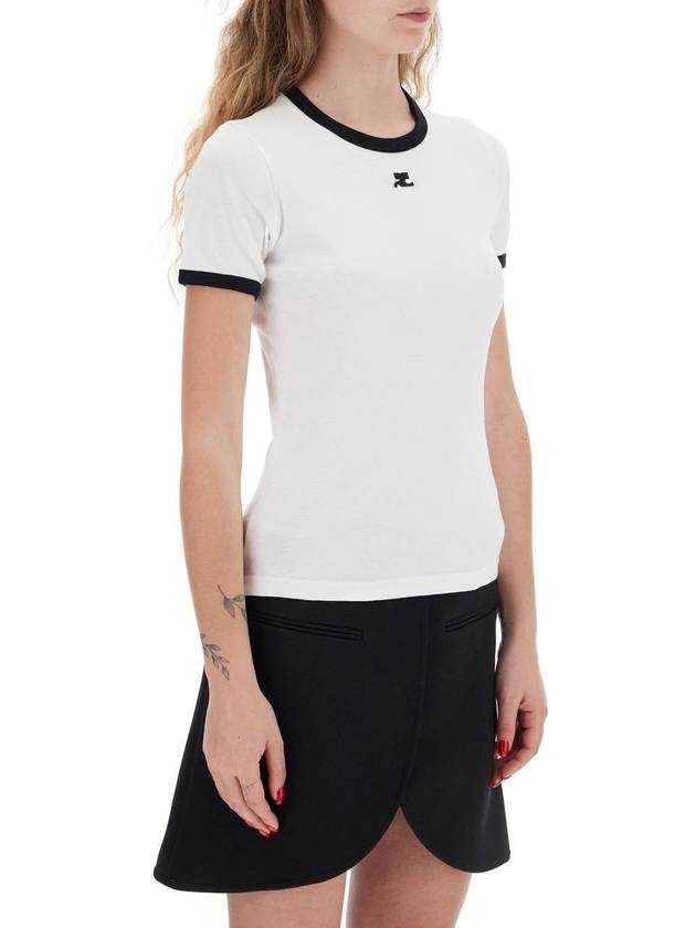 Contrast Signature Short Sleeve T-Shirt White - COURREGES - BALAAN 6