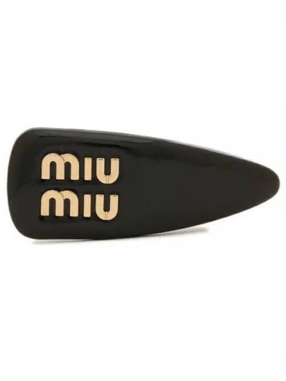 Logo Patent Leather Hair Clip Black - MIU MIU - BALAAN 2