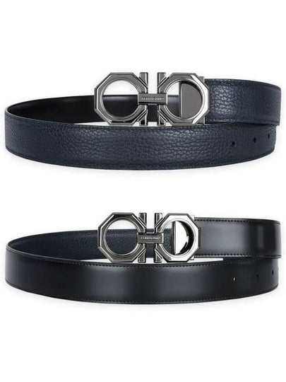 Reversible Gancini Leather Belt Blue - SALVATORE FERRAGAMO - BALAAN 2