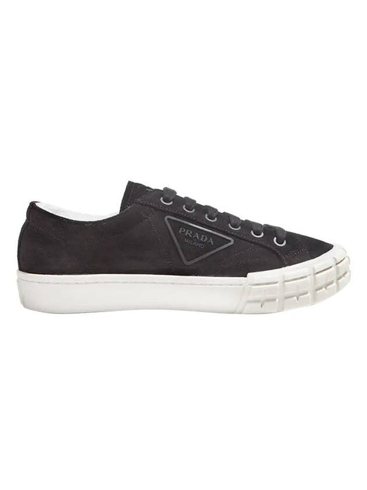 Fleece Low Top Sneakers Black - PRADA - BALAAN 1