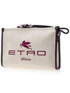 Embroidered Logo Clutch Bag Beige - ETRO - BALAAN 3