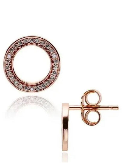 Sparkling Circle Stud Earrings Rose Gold - PANDORA - BALAAN 2