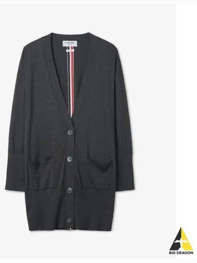 Back Stripe Cardigan Dark Grey - THOM BROWNE - BALAAN 2