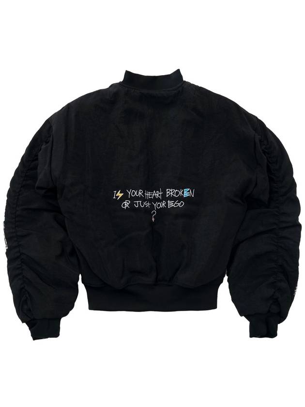 Embroidered Graphic Nylon Bomber Jacket Black - GRAPHISTE MAN.G - BALAAN 3