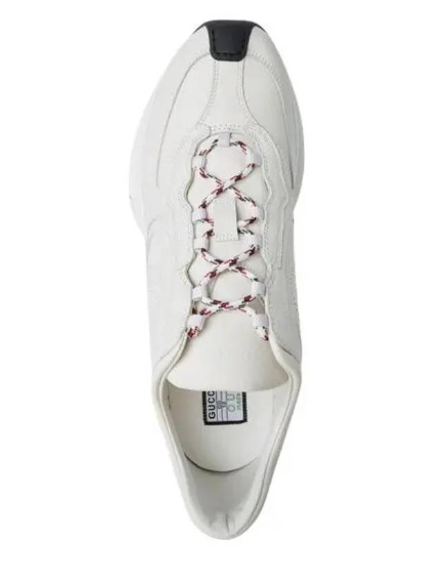 Run Embroidered Logo Lace-Up Leather Low Top Sneakers White - GUCCI - BALAAN 2