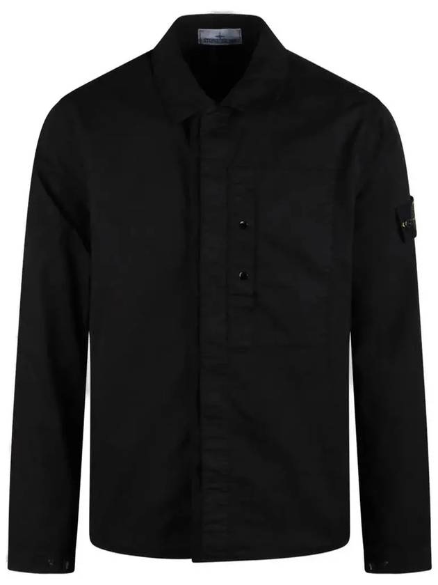 Supima Cotton Twill Over Long Sleeve Shirt Black - STONE ISLAND - BALAAN 3