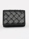 Tiny Tri-Fold Zipper Half Wallet Black - BOTTEGA VENETA - BALAAN 4