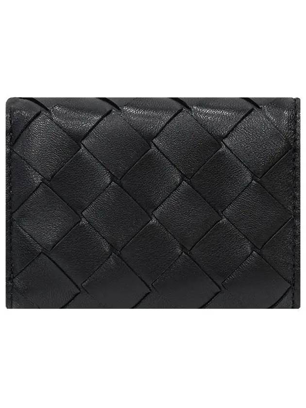 Tiny Tri-Fold Zipper Half Wallet Black - BOTTEGA VENETA - BALAAN 10