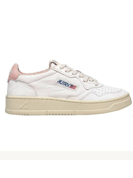 Women's Medalist Leather Low Sneakers White Pink Tab - AUTRY - BALAAN 1