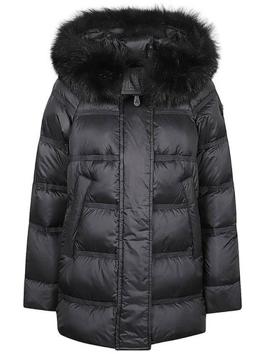 fur trim hood puffer padding black - PEUTEREY - BALAAN 1