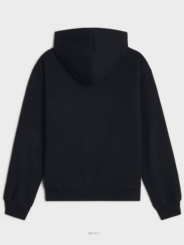 Logo Loose Cotton Fleece Hoodie Black - CELINE - BALAAN 3