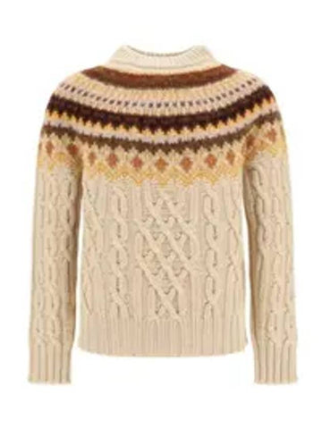 Wool alpaca knit top beige - MONCLER - BALAAN 1