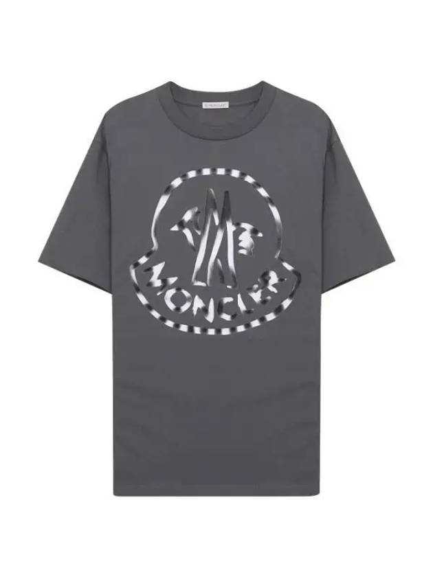 Logo Print Cotton Jersey Short Sleeve T-Shirt Dark Gray - MONCLER - BALAAN 1