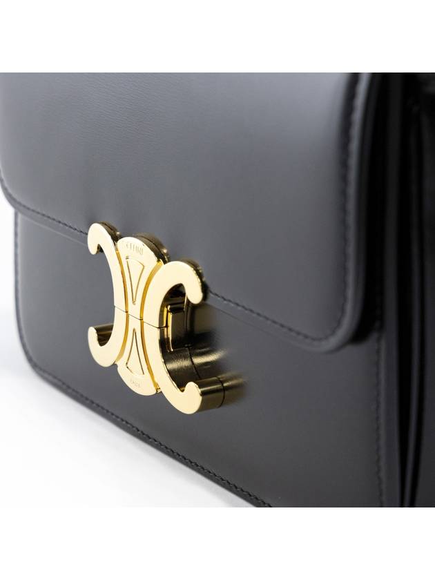 Teen Triomphe Shiny Calfskin Cross Bag Black - CELINE - BALAAN 3