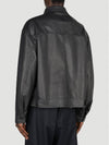 Triangle Logo Nappa Leather Zip Up Jacket Black - PRADA - BALAAN 5