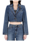 Cropped Denim Jacket PF23816JBL BLUE - SELF PORTRAIT - BALAAN 2