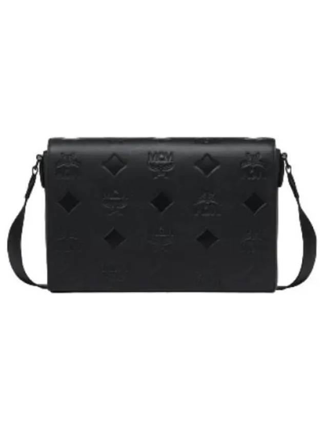 Maxi Monogram Leather Messenger Bag Crossbody - MCM - BALAAN 1