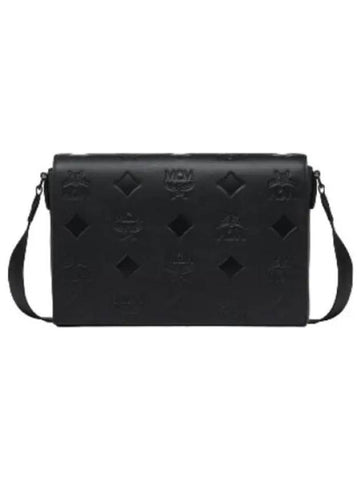 Maxi Monogram Leather Messenger Bag Crossbody - MCM - BALAAN 1