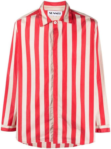 Striped Pattern Long Sleeve Shirt Red - SUNNEI - BALAAN 1