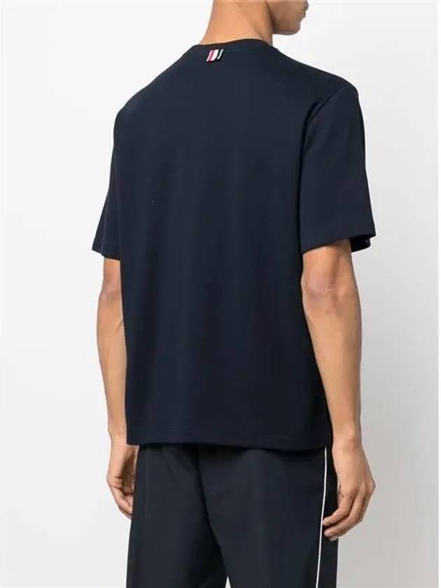 Cotton Oversized Pocket Short Sleeve T-Shirt Navy - THOM BROWNE - BALAAN 5