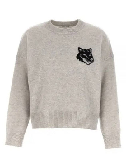 Fox Head Intarsia Comfort Knit Top Light Grey - MAISON KITSUNE - BALAAN 2