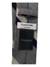 Wide Shadow Rep Stripe Wool Cotton Tie Medium Grey - THOM BROWNE - BALAAN 5