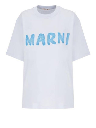 Logo Lettering Boxy Fit Short Sleeve T-Shirt White - MARNI - BALAAN 2