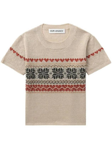 Fairisle Hemp Cropped Knit Top Beige - OUR LEGACY - BALAAN 1