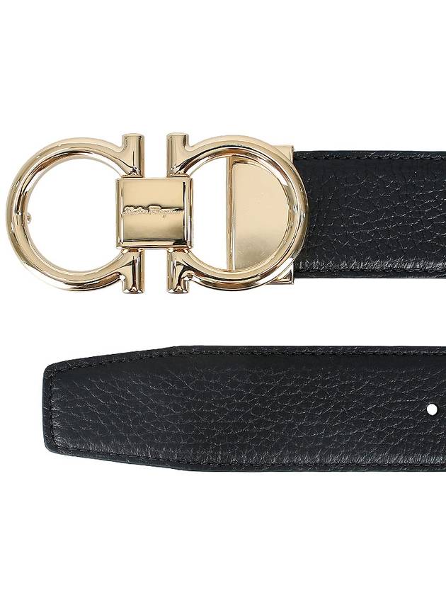 Gancini Reversible Adjustable Calfskin Leather Belt Black Brown - SALVATORE FERRAGAMO - BALAAN 4