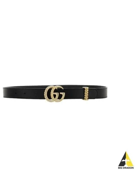 Women's GG Marmont Torchon Double G Buckle Leather Belt Black - GUCCI - BALAAN 2