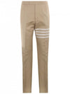 diagonal bar engineered cotton pants beige - THOM BROWNE - BALAAN.