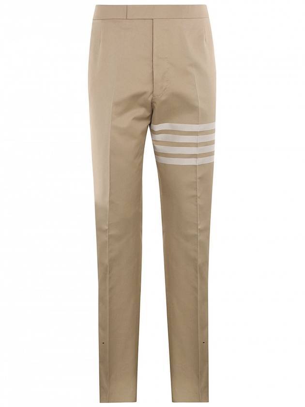 4 Bar Engineered Cotton Straight Pants Beige - THOM BROWNE - BALAAN 1