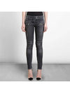 Women's Biker Zipper Detail Skinny Jeans Black - BALMAIN - BALAAN.