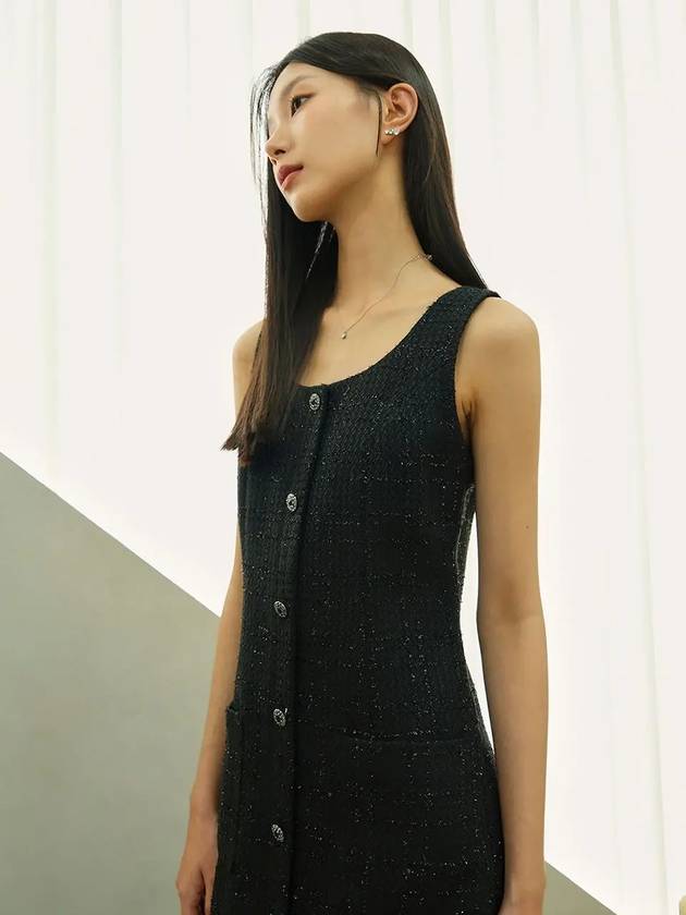 JANE U neck Sleeveless Tweed dress black - AME - BALAAN 4