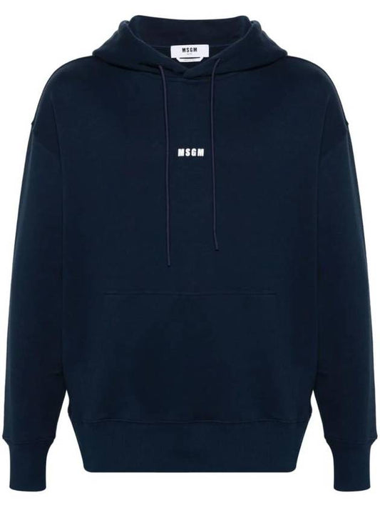 Micro Logo Cotton Hoodie Navy - MSGM - BALAAN 1