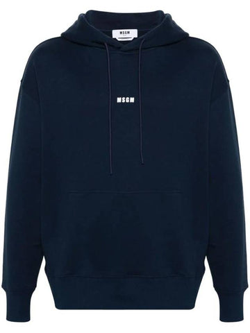 Micro Logo Cotton Hoodie Navy - MSGM - BALAAN 1