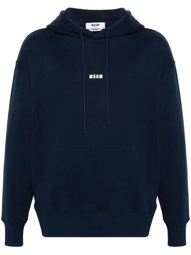 Micro Logo Cotton Hoodie Navy - MSGM - BALAAN 1