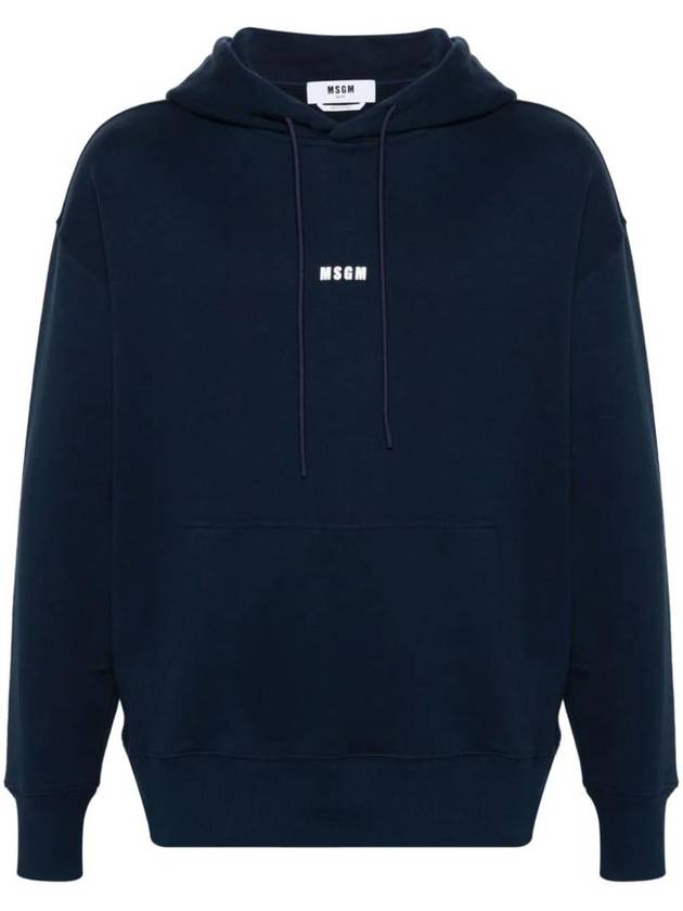 Micro Logo Cotton Hoodie Navy - MSGM - BALAAN 1