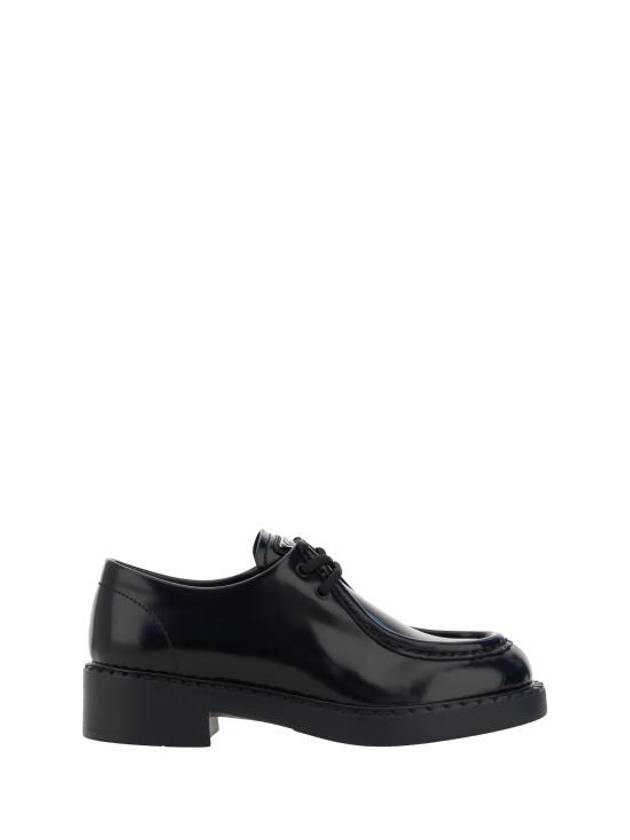 Triangle Logo Lace-Up Leather Derby Black - PRADA - BALAAN 2