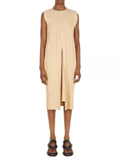 Pleated Sleeveless Long Cardigan Yellow - ISSEY MIYAKE - BALAAN 2