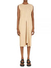 Pleated Sleeveless Long Cardigan Yellow - ISSEY MIYAKE - BALAAN 1