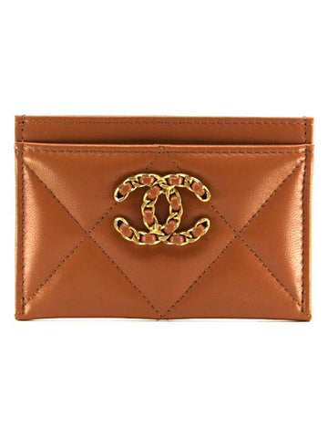 CH 19 Lambskin Brown Card Slot Gold AP1167 CH31WT011BG - CHANEL - BALAAN 1