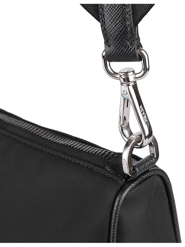 Triangle Logo Re-Nylon Saffiano Leather Shoulder Bag Black - PRADA - BALAAN 10