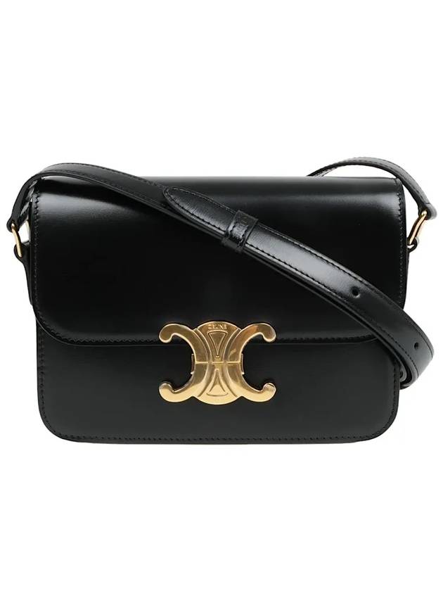 Teen Triomphe Shiny Calfskin Cross Bag Black - CELINE - BALAAN 2