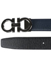 Reversible Gancini Leather Belt Black Navy - SALVATORE FERRAGAMO - BALAAN 4