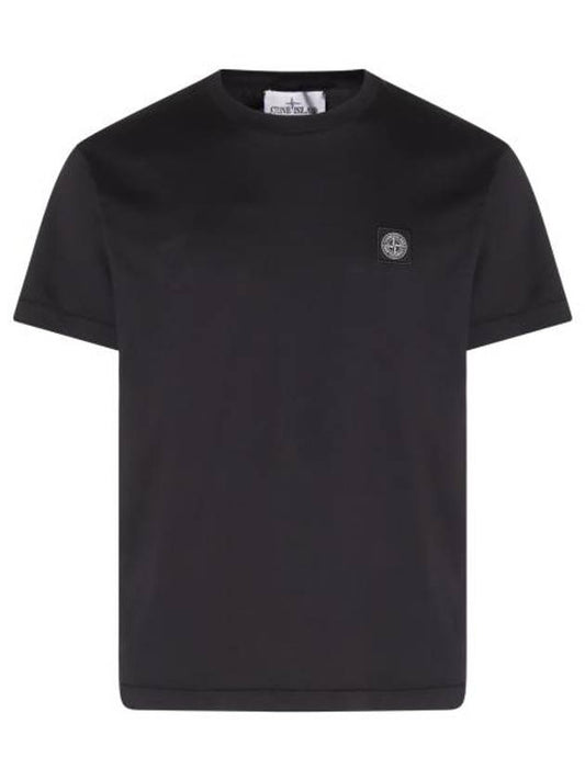 Logo Patch Short Sleeves T-Shirt Black - STONE ISLAND - BALAAN 1
