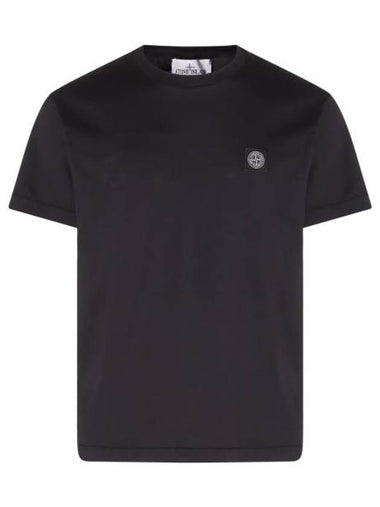 Logo Patch Short Sleeves T-Shirt Black - STONE ISLAND - BALAAN 1