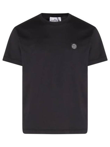 Logo Patch Short Sleeves T-Shirt Black - STONE ISLAND - BALAAN 1