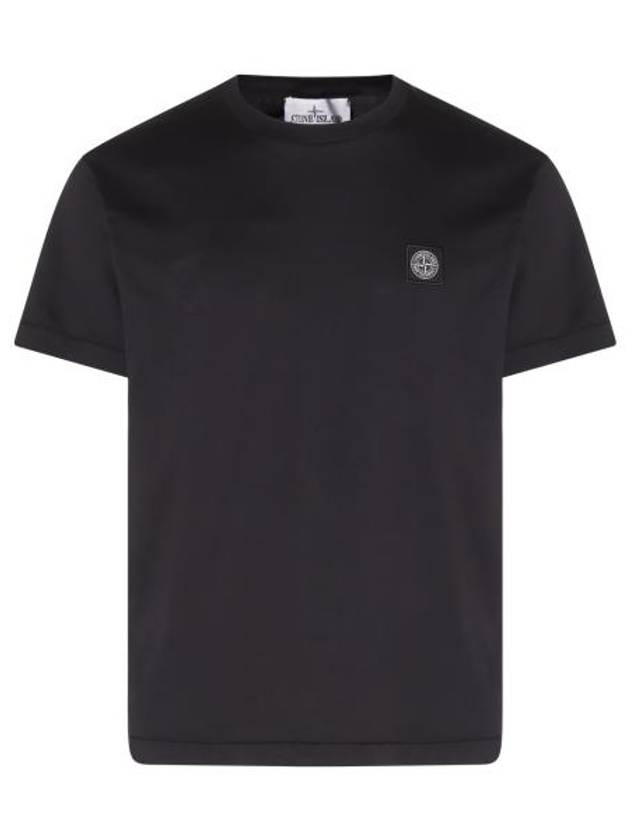 Logo Patch Short Sleeves T-Shirt Black - STONE ISLAND - BALAAN 1