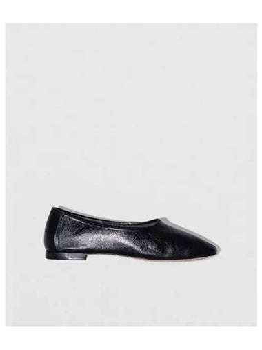 Prudence Creased Leather Flat Black - BY FAR - BALAAN 1